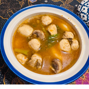 Vegan Tom Yum “Gai”- Classic Clear Thai Soup with Soya “Chicken”