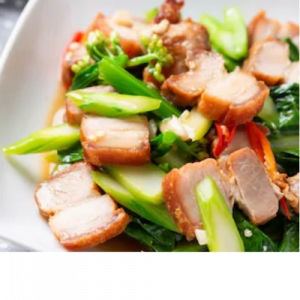 Spring Greens with Crispy Pork